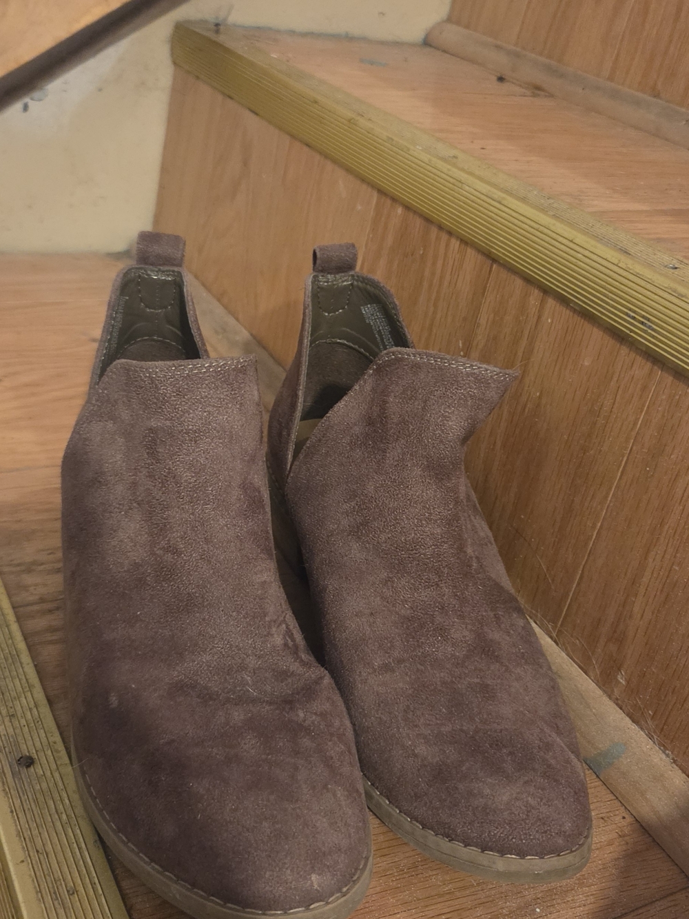 Womens Brown Suede Slip-On Boots